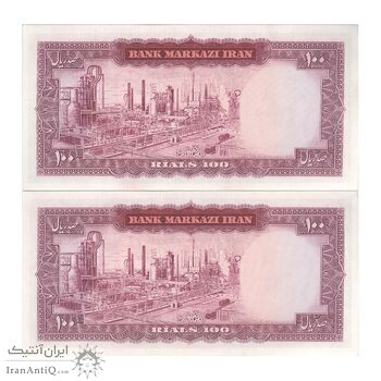 اسکناس 100 ریال (هویدا - سمیعی) - جفت - UNC62 - محمد رضا شاه