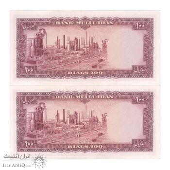 اسکناس 100 ریال 1333 - جفت - UNC62 - محمد رضا شاه