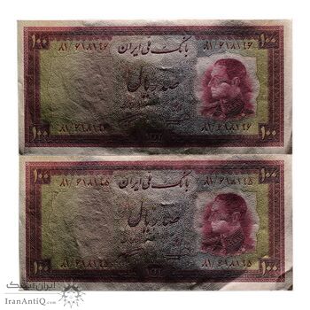 اسکناس 100 ریال 1333 - جفت - UNC62 - محمد رضا شاه