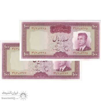 اسکناس 100 ریال (هویدا - سمیعی) - جفت - UNC62 - محمد رضا شاه
