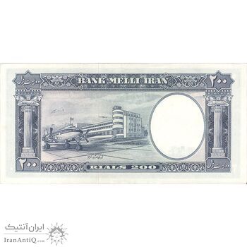 اسکناس 200 ریال 1337 - تک - AU55 - محمد رضا شاه