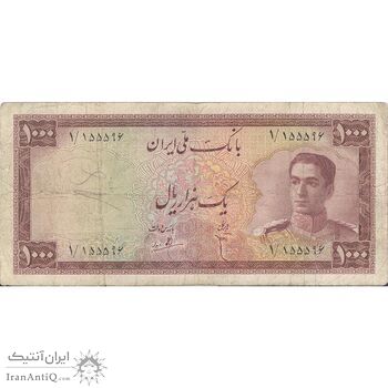 اسکناس 1000 ریال سری سوم - تک - VF25 - محمد رضا شاه