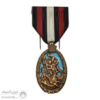 مدال آویز حزب رستاخیز (روز) با جعبه و روبان فابریک - UNC - محمد رضا شاه