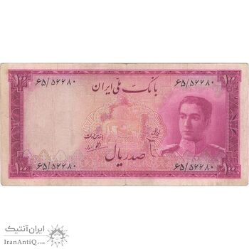 اسکناس 100 ریال سری سوم - تک - VF30 - محمد رضا شاه