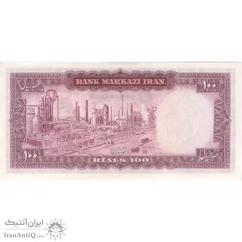اسکناس 100 ریال (آموزگار - جهانشاهی) - تک - UNC62 - محمد رضا شاه