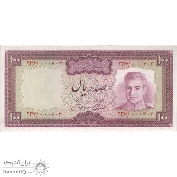 اسکناس 100 ریال (آموزگار - جهانشاهی) - تک - AU50 - محمد رضا شاه اسکناس 100 ریال (آموزگار - جهانشاهی) - تک - AU50 - محمد رضا شاه