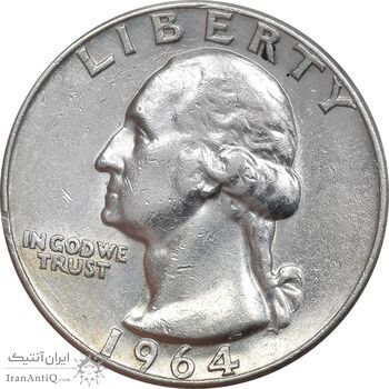 سکه کوارتر دلار 1964 واشنگتن - EF45 - آمریکا سکه کوارتر دلار 1964 واشنگتن - EF45 - آمریکا