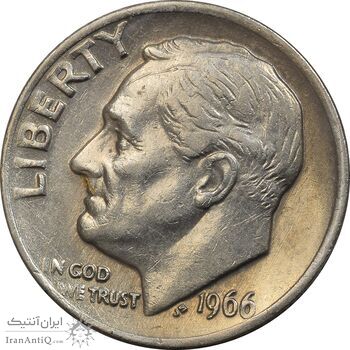 سکه 1 دایم 1966 روزولت - AU55 - آمریکا