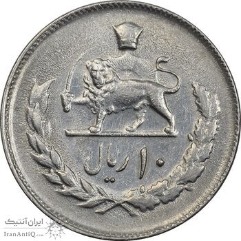 سکه 10 ریال 1357 - AU55 - محمد رضا شاه سکه 10 ریال 1357 - AU55 - محمد رضا شاه