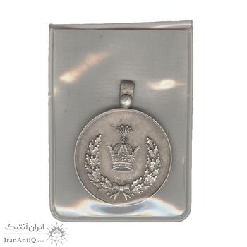 مدال نقره خدمت (دو رو تاج) - ضرب SPORRONG (با کاور فابریک) - رضا شاه