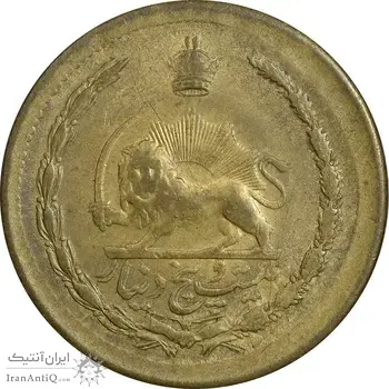 سکه 25 دینار 1329 - مکرر پشت سکه - MS60 - محمد رضا شاه