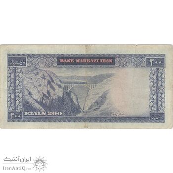 اسکناس 200 ریال (آموزگار - سمیعی) نوشته قرمز - تک - VF30 - محمد رضا شاه