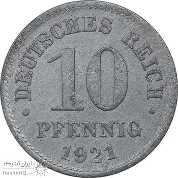 سکه 10 فینیگ 1921 ویلهلم دوم - EF - آلمان