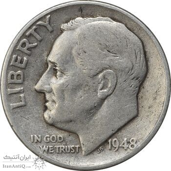 سکه 1 دایم 1948 روزولت - EF40 - آمریکا سکه 1 دایم 1948 روزولت - EF40 - آمریکا