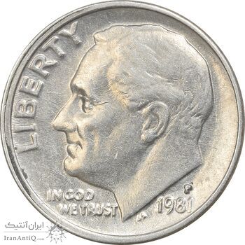 سکه 1 دایم 1981P روزولت - MS61 - آمریکا