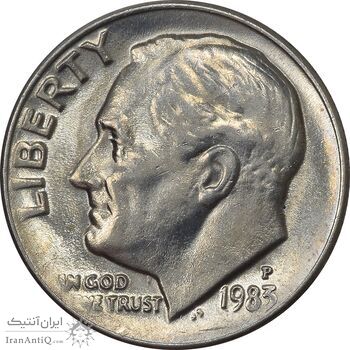 سکه 1 دایم 1983P روزولت - MS62 - آمریکا سکه 1 دایم 1983P روزولت - MS62 - آمریکا