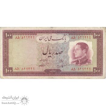 اسکناس 100 ریال 1333 - تک - VF30 - محمد رضا شاه