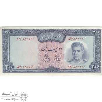 اسکناس 200 ریال (آموزگار - فرمان فرماییان) نوشته سیاه - تک - EF40 - محمد رضا شاه
