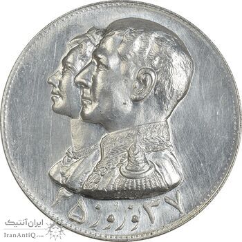 مدال نقره نوروز 2537 چوگان - MS61 - محمد رضا شاه