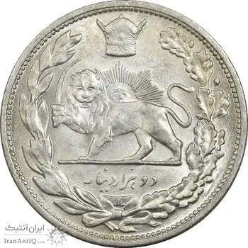 سکه 2000 دینار 1306L تصویری - MS62 - رضا شاه