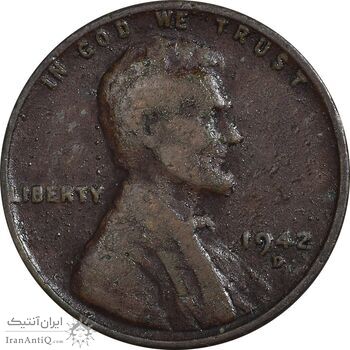 سکه 1 سنت 1942D لینکلن - VF30 - آمریکا