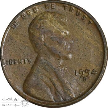 سکه 1 سنت 1954S لینکلن - VF35 - آمریکا