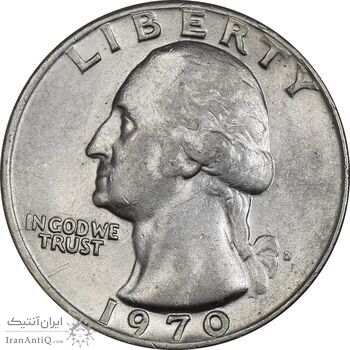 سکه کوارتر دلار 1970D واشنگتن - AU58 - آمریکا سکه کوارتر دلار 1970D واشنگتن - AU58 - آمریکا