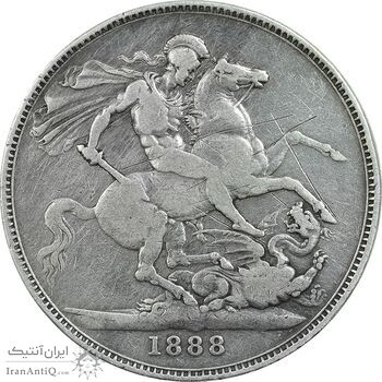 سکه 1 کرون 1888 ویکتوریا - VF30 - انگلستان سکه 1 کرون 1888 ویکتوریا - VF30 - انگلستان