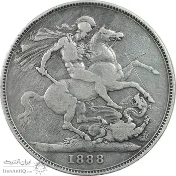 سکه 1 کرون 1888 ویکتوریا - VF30 - انگلستان