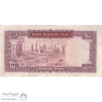 اسکناس 100 ریال (آموزگار - سمیعی) نوشته سیاه - تک - VF30 - محمد رضا شاه