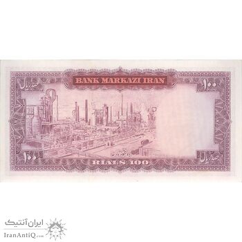اسکناس 100 ریال (آموزگار - جهانشاهی) - تک - UNC63 - محمد رضا شاه