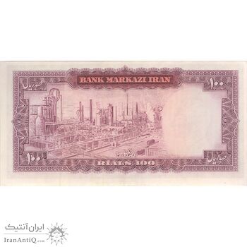 اسکناس 100 ریال (آموزگار - فرمان فرماییان) نوشته قرمز - تک - EF45 - محمد رضا شاه