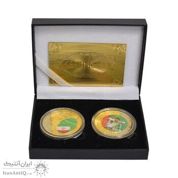 مدال یادبود حضور ایران در جام جهانی فوتبال 2022 (با جعبه و شناسنامه) - UNC - جمهوری اسلامی