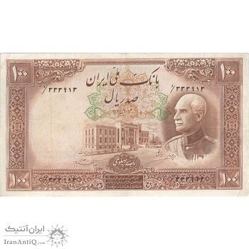 اسکناس 100 ریال پشت فارسی (مهر 1321) - تک - VF30 - رضا شاه