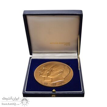 مدال برنز پنجاهمین سال شاهنشاهی پهلوی 2535 (بانک سپه با جعبه فابریک) - UNC - محمد رضا شاه