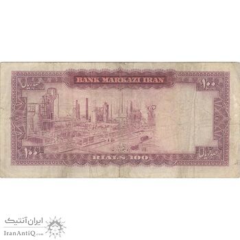 اسکناس 100 ریال (آموزگار - فرمان فرماییان) نوشته قرمز - تک - VF20 - محمد رضا شاه