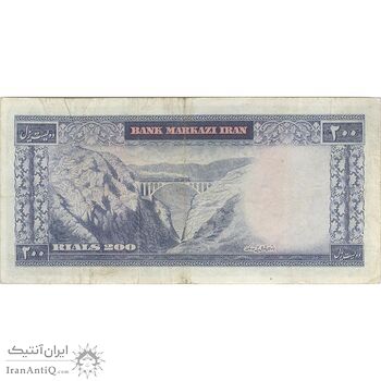 اسکناس 200 ریال (آموزگار - فرمان فرماییان) نوشته قرمز - تک - VF25 - محمد رضا شاه