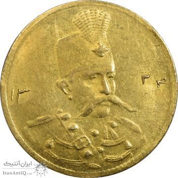 سکه طلا 5000 دینار 1324 تصویری - MS62 - مظفرالدین شاه