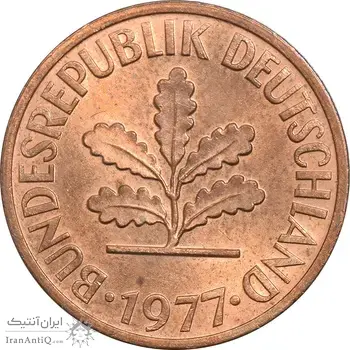 سکه 2 فینیگ 1977F جمهوری فدرال - MS64 - آلمان
