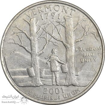 سکه کوارتر دلار 2001D ایالتی (ورمونت) - AU50 - آمریکا