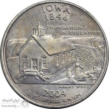 سکه کوارتر دلار 2004D ایالتی (آیووا) - MS61 - آمریکا