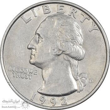 سکه کوارتر دلار 1992 واشنگتن - AU50 - آمریکا