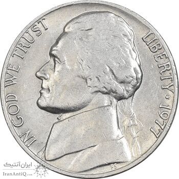 سکه 5 سنت 1977 جفرسون - EF45 - آمریکا