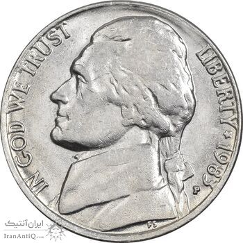 سکه 5 سنت 1983F جفرسون - AU58 - آمریکا