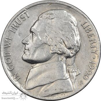 سکه 5 سنت 1990P جفرسون - AU55 - آمریکا