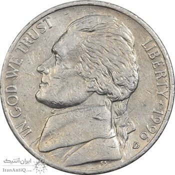 سکه 5 سنت 1996D جفرسون - EF45 - آمریکا