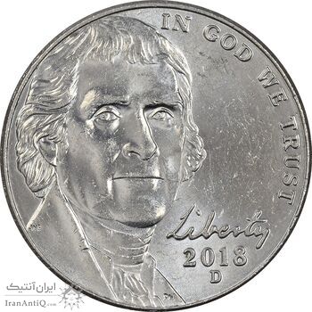 سکه 5 سنت 2018D جفرسون - MS61 - آمریکا