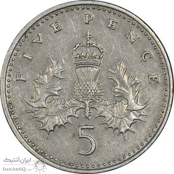 سکه 5 پنس 1991 الیزابت دوم - EF45 - انگلستان