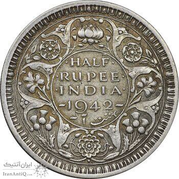 سکه 1/2 روپیه 1942 جرج ششم - EF40 - هند سکه 1/2 روپیه 1942 جرج ششم - EF40 - هند