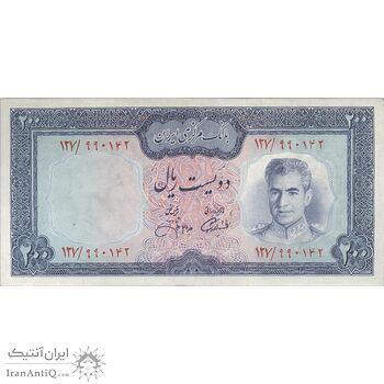 اسکناس 200 ریال (آموزگار - جهانشاهی) - تک - AU58 - محمد رضا شاه اسکناس 200 ریال (آموزگار - جهانشاهی) - تک - AU58 - محمد رضا شاه